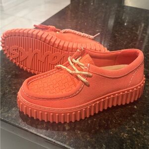 Clarks Women's Orange Suede Creeper Flats